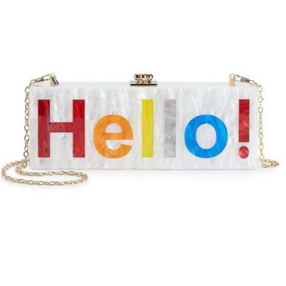 Circus by Sam Edelman Handbags - NEW Sam Edelman Pearl White Rainbow Hello Acrylic Clutch